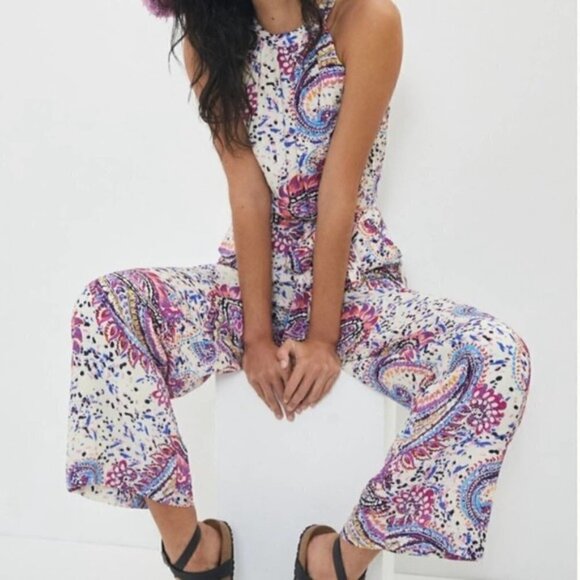 NEW Kachel x Anthropologie Amethyst Jumpsuit Paisley Women's Size 12 - Picture 1 of 12